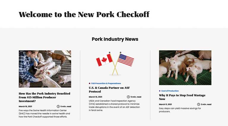 Redesigned porckcheckoff.org screen capture